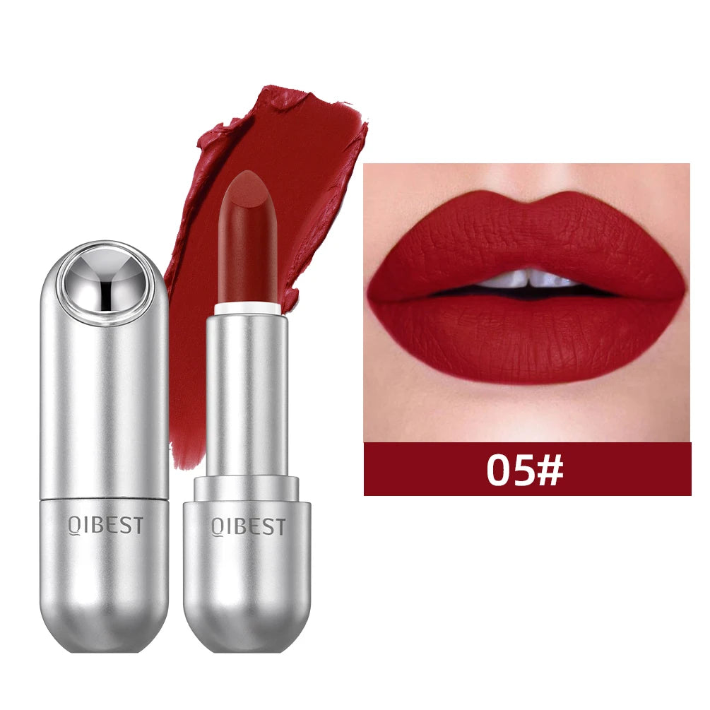 QIBEST Matte Lipstick Waterproof Long Lasting Non-stick Cup Lip Stick Not Fading Sexy Red Orange Velvet Lipstick Makeup Cosmetic - Seprincess