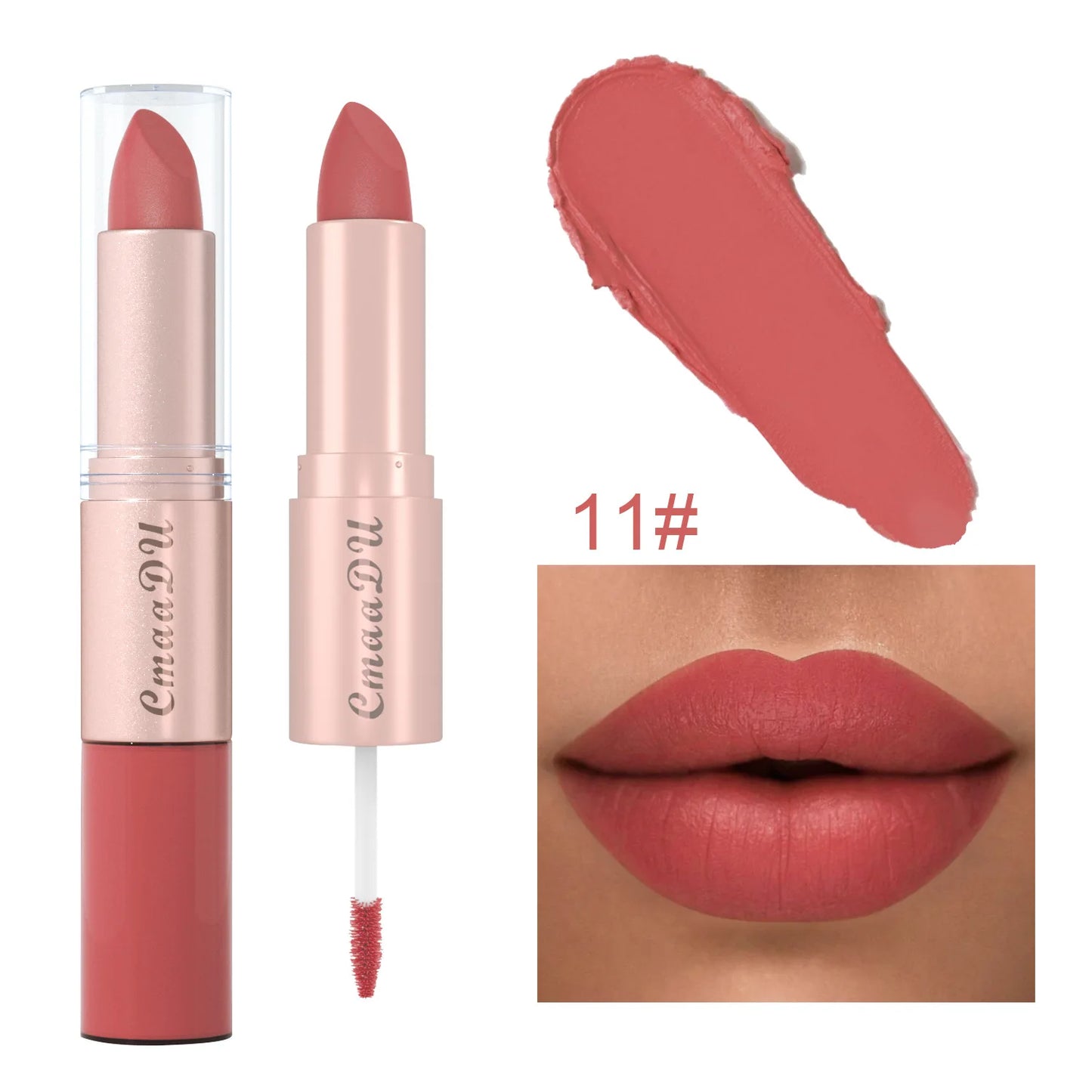 Double Ended Matte Lipstick Waterproof Nude Matte Velvet Glossy Lip Gloss Lip Balm Sexy Red Lip Tint Women Fashion Makeup Gift - Seprincess