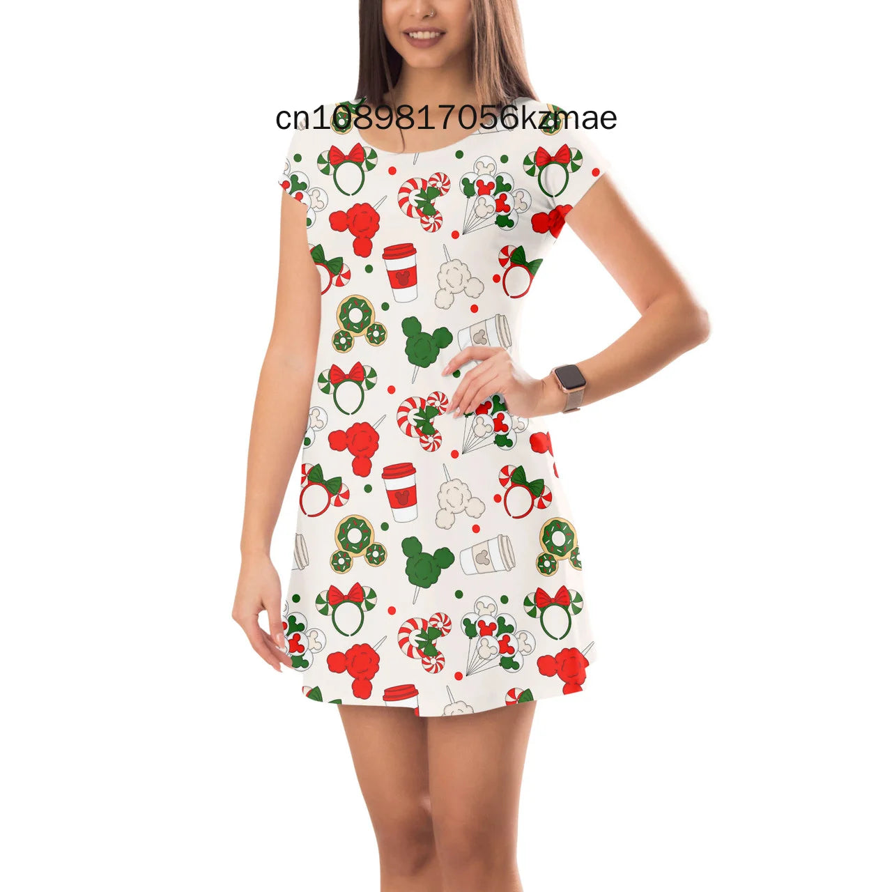 Disney Merry Christmas Dress Hawaii Vacation Women's Dress Disney Short Sleeve Dress Summer Beach Dress Sexy Party Dress - Seprincess