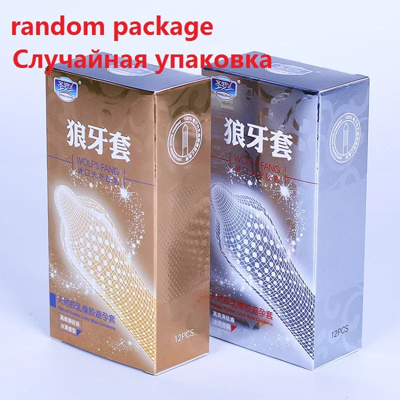 12PCS Erotic Condoms Ice and Hot Feeling Big Particles Spikes Condom G Point Stimulation Sexshop Contraception for Men Sex Toys - Seprincess