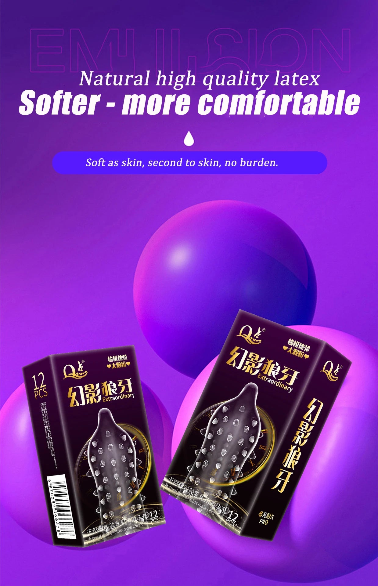 12pcs Large Pellet Condom Wolf's Teeth Barbed  Male Granular Stimulation Women Contraception Penis Sleeves Sex Products Adult - Seprincess