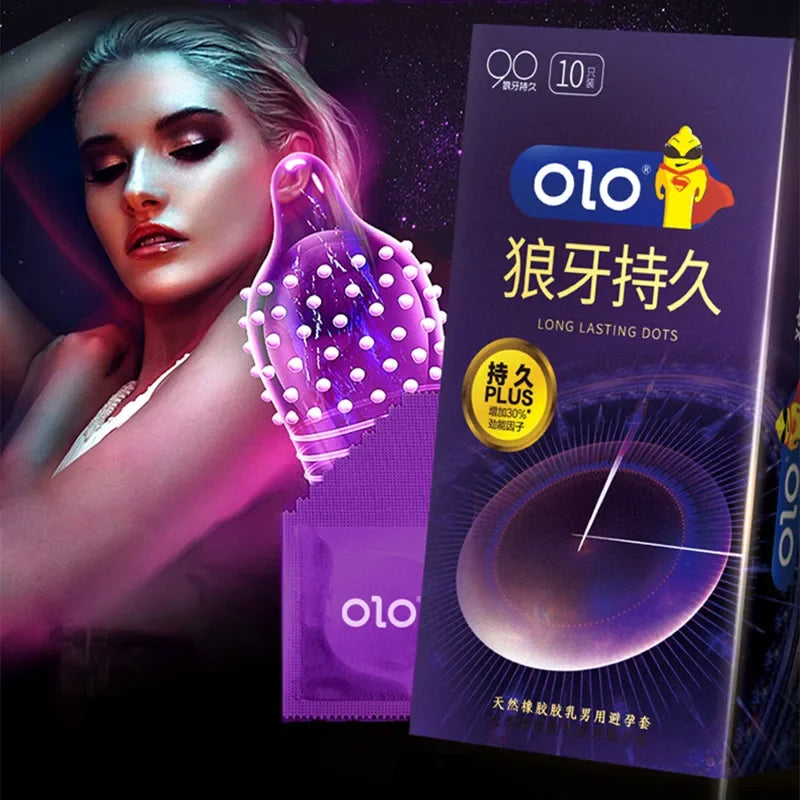 10PCS Super Lasting Condoms for Men Delay Ejaculation Penis Sleeve Dotted Glans Condom Extend Time Erotic Product Adult Sex Toys - Seprincess