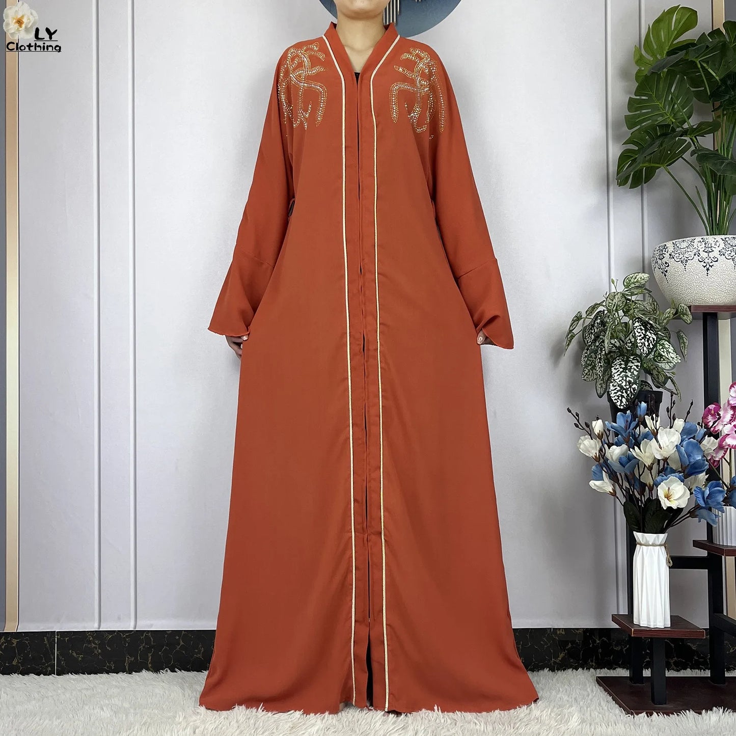 2024 For Women Elegant Dresses Dubai Party Outfits Long Sleeved Chiffon Dashiki Muslim Women Robe Open African Abaya Clothing