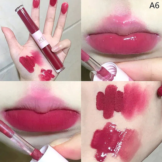 Double Head Lip Gloss Matte Velvet Sexy Red Tint Liquid Lipstick Waterproof Lipgloss Lasting Lip Glaze Korean Makeup Cosmetics - Seprincess