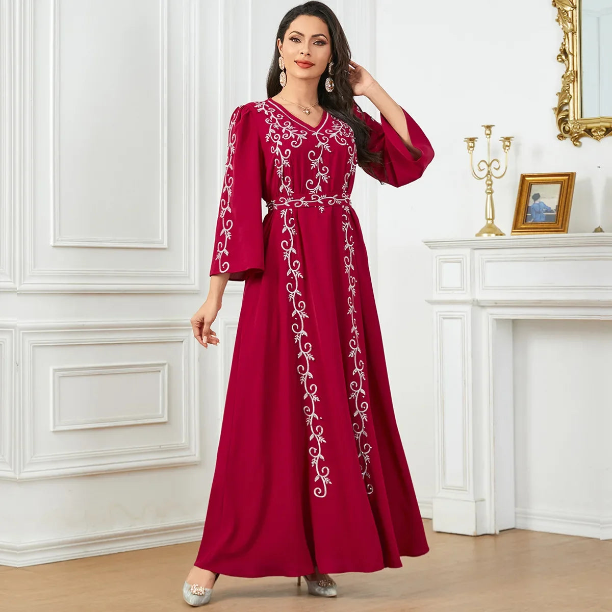 Eid Mubarak Party Muslim Women Embroidery Abayas Dress Turkey Dubai Kaftan Robe Morocco Jalabiya Islam Clothing Arab Vestidos - Seprincess