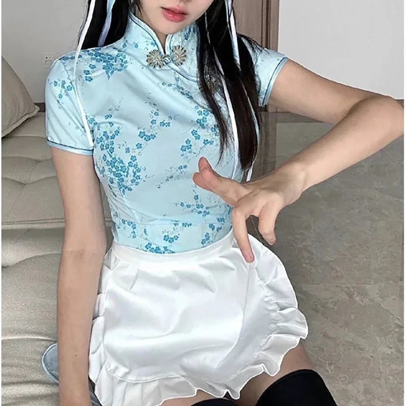 Sexy Chinese Women Cheongsam Cute Maid Role Play Outfit Apron Dress Uniform Kawaii Anime Little Chef Qipao Cosplay Costume - Seprincess