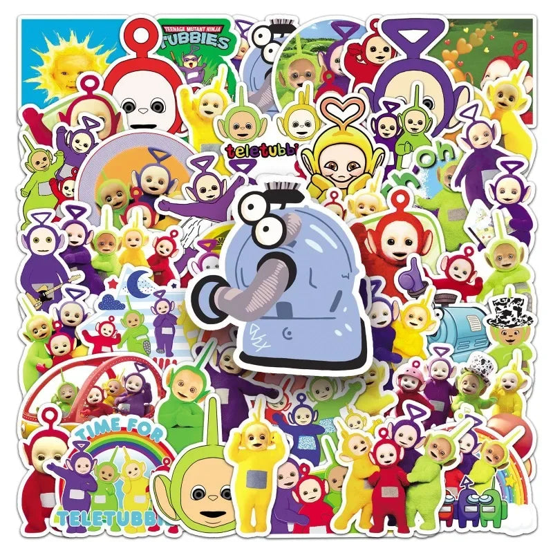 50pcs Teletubbies Cartoon Cute Cartoon Water Cup Laptop Luggage Desktop Stationery Skateboard Refrigerator Decoration Sticker - Seprincess