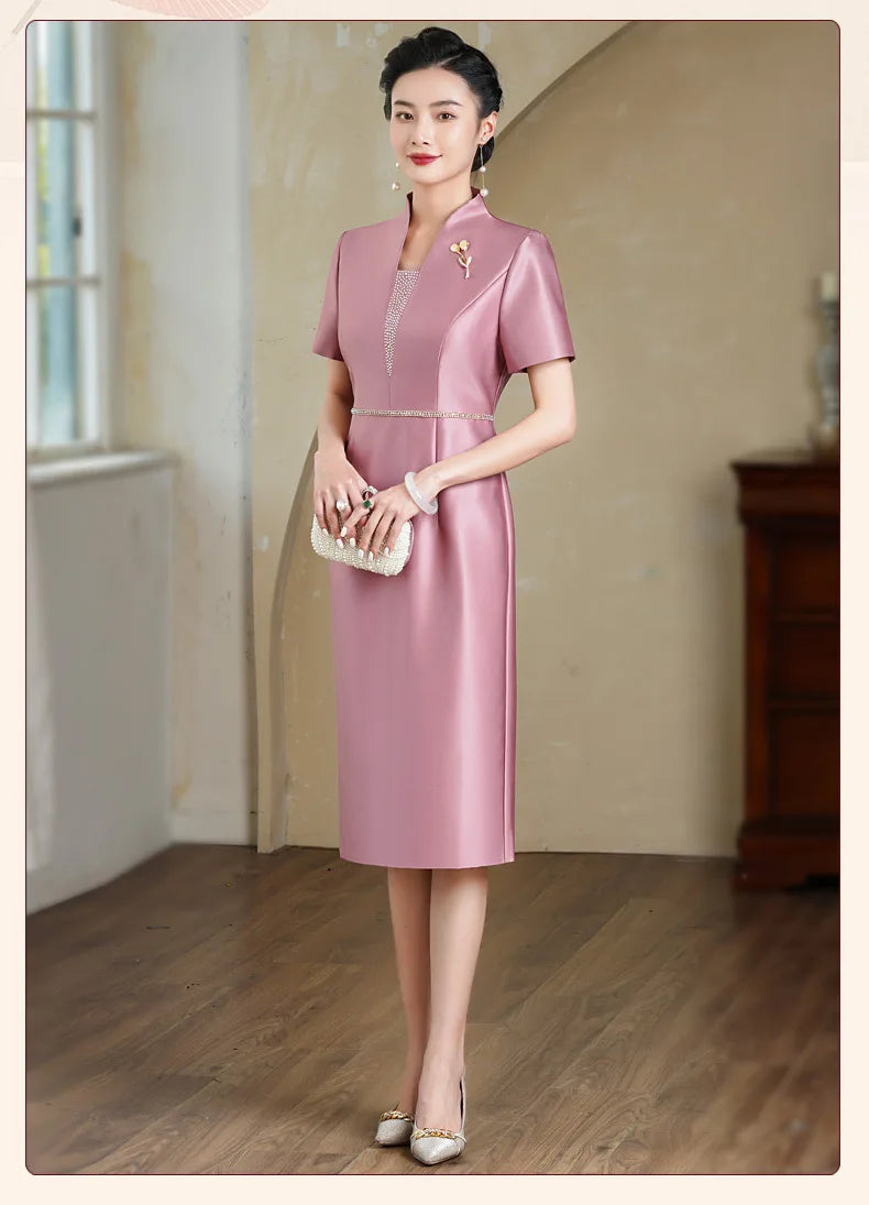 Yourqipao Cheongsam Young Women's Summer High-end Qipao Mother Dress Chinese Wedding Banquet Toast Dress - Seprincess