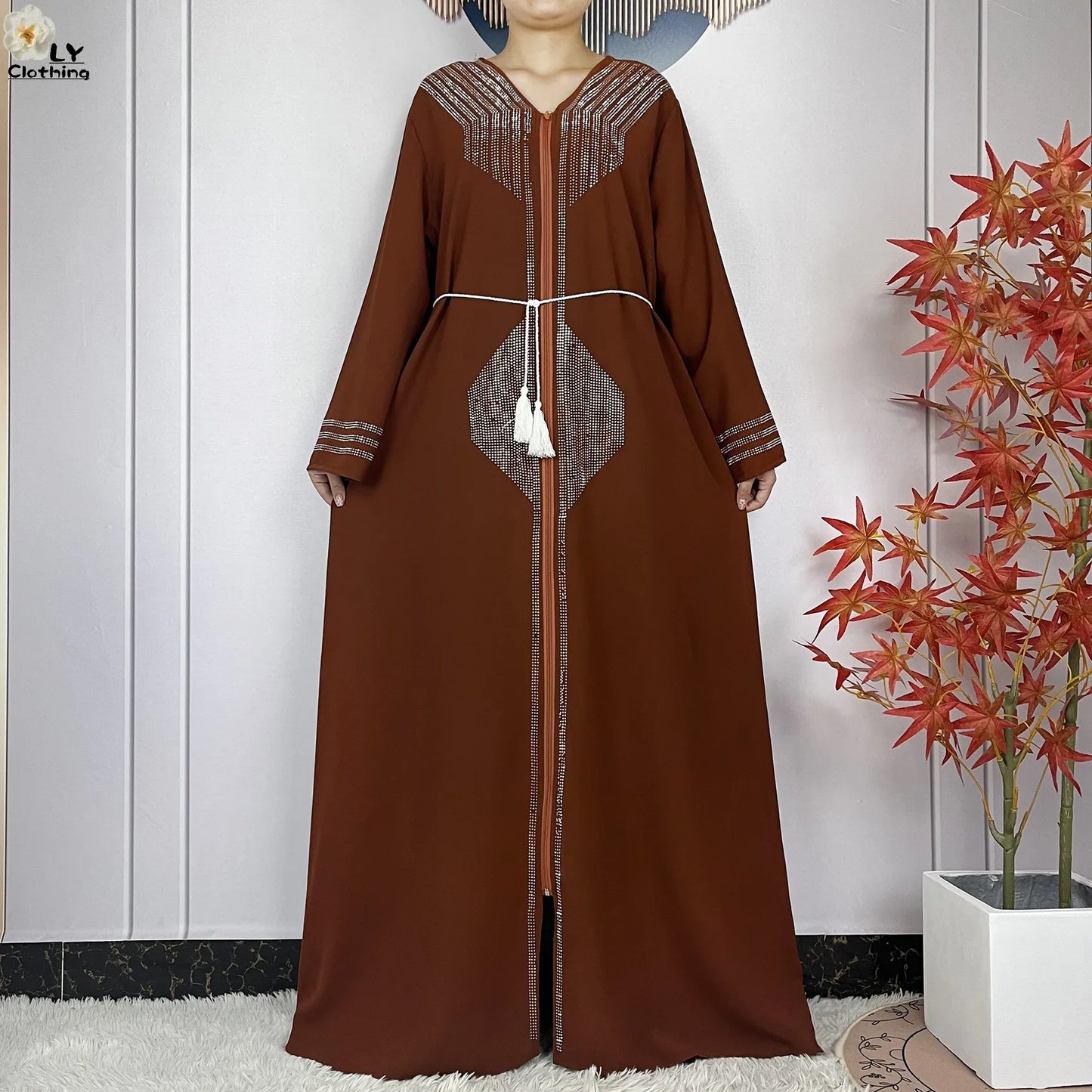 2024 For Women Elegant Dresses Dubai Party Outfits Long Sleeved Chiffon Dashiki Muslim Women Robe Open African Abaya Clothing