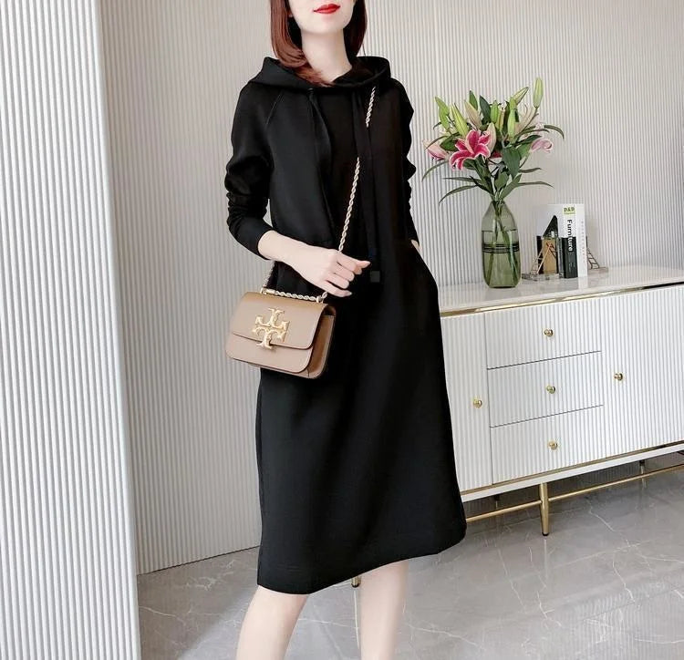 Women's Loose Casual Long Sleeve Hooded Dress Elegant Winter Party Warm Dresses For Women