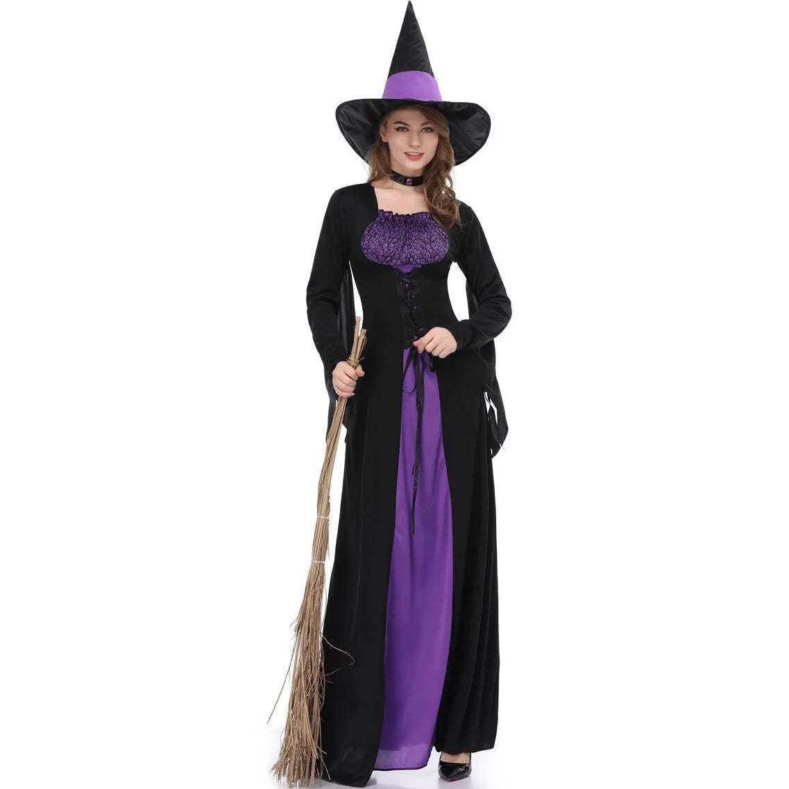 [You're My Secret] Halloween Witch Costumes for Women Adult Fantasy Vampire Witch Dress Up Carnival Performance Cosplay Dress - Seprincess