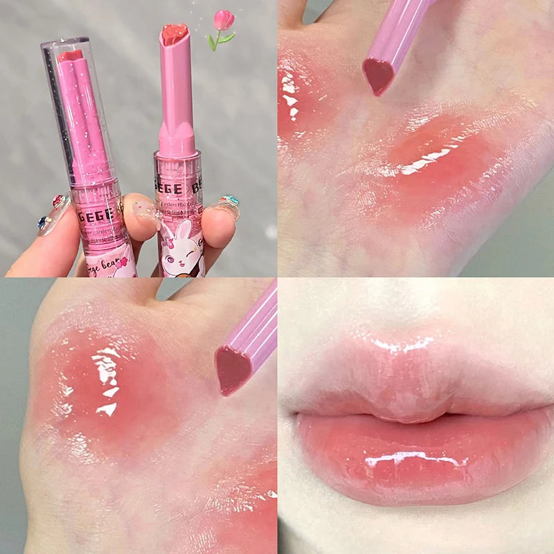 Solid Lip Gloss Gege Bear Garden Pink Rabbit Moisturizing Watery Colored Lip Balm Tender Lipstick Set - Seprincess