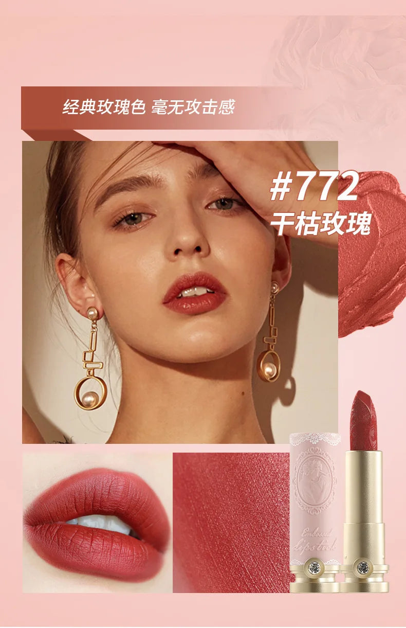 Artistic Embossed Lipstick MatteSexy Matte Lipsticks Waterproof Lip Gloss Long Lasting Liquid Lipstick Korean Makeup Cosmetics - Seprincess