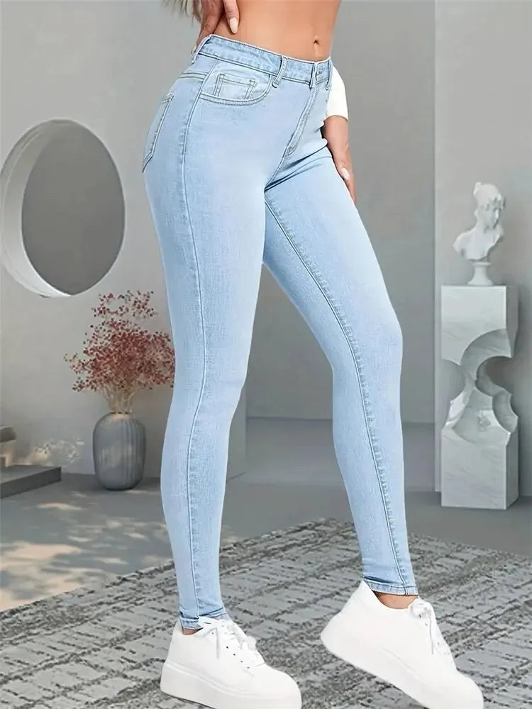 Women Stretch Skinny Jeans Lady Slim Fit Pencil Jeans Girls Leggings Straight Leg Denim Pants Blue Gray Black Sexy Long Trousers