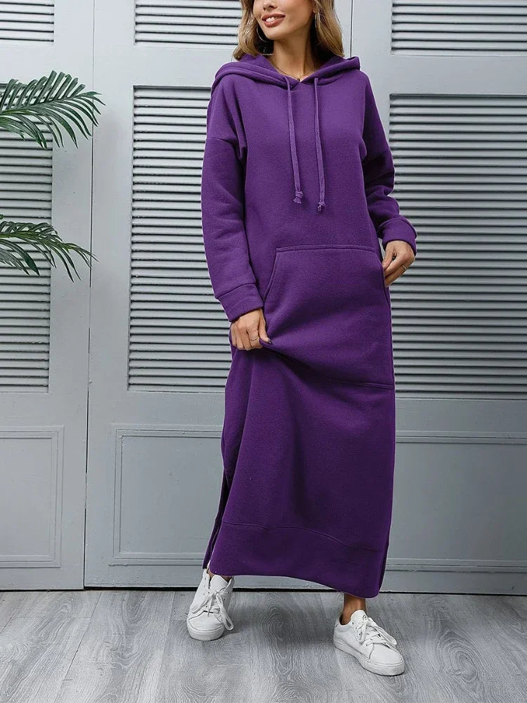 Turkey Hooded Tracksuit Maxi Dress Women Muslim Arab Striped Jogging Sports Long Dress Walk Wear Musulman Islamic Clothing 4XL - Seprincess