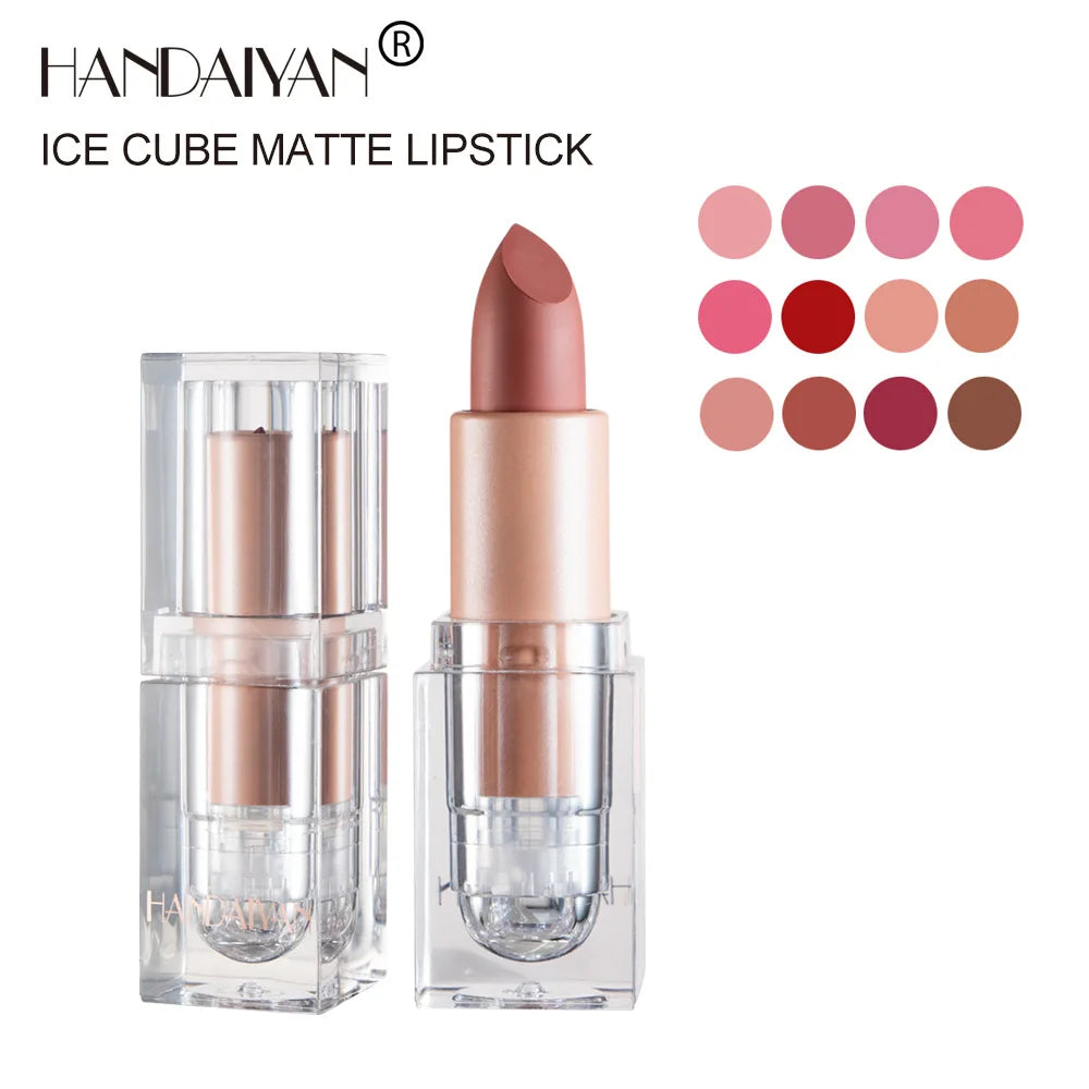 Handaiyan 12 Colors Matte Waterproof Velvet Nude Lipstick Sexy Red Brown Pigments Makeup Long Lasting Profissional - Seprincess