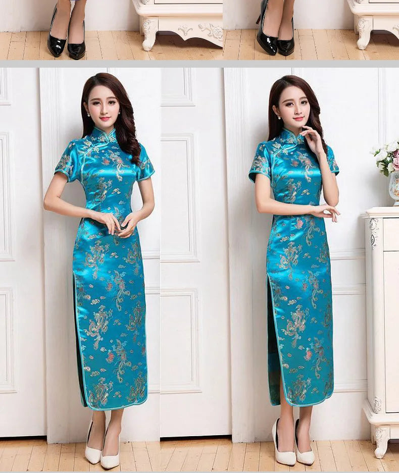 S-6Xl Plus Size Cheongsam Women Elegant Qipao Tradition Chinese Style Dresses Dragon Jacquard Cheongsams Sexy Long Vestidos - Seprincess