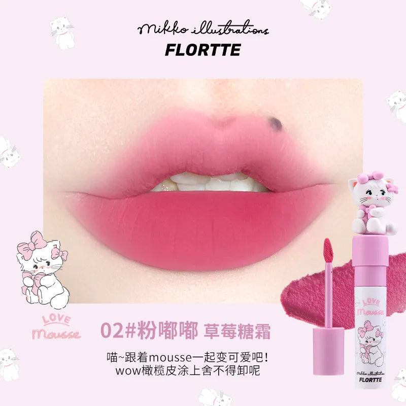 FLORTTE/MIKKO Co Branded Lipstick Milk Cake Lip Cream Soft Lip Mud Lip Glaze Tint Matte Velvet Lipsticks Beauty Korean Cosmetics