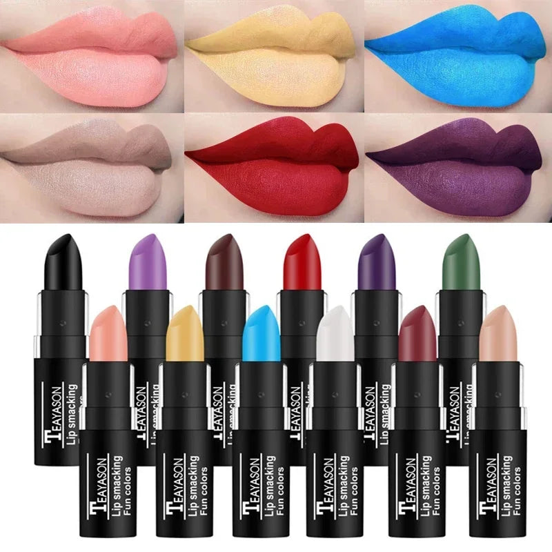 Waterproof Velvet Matte Lipstick Lasting Black White Purple Pigment Lipstick Christmas Halloween Vampire Red Party Lip Cosmetics - Seprincess