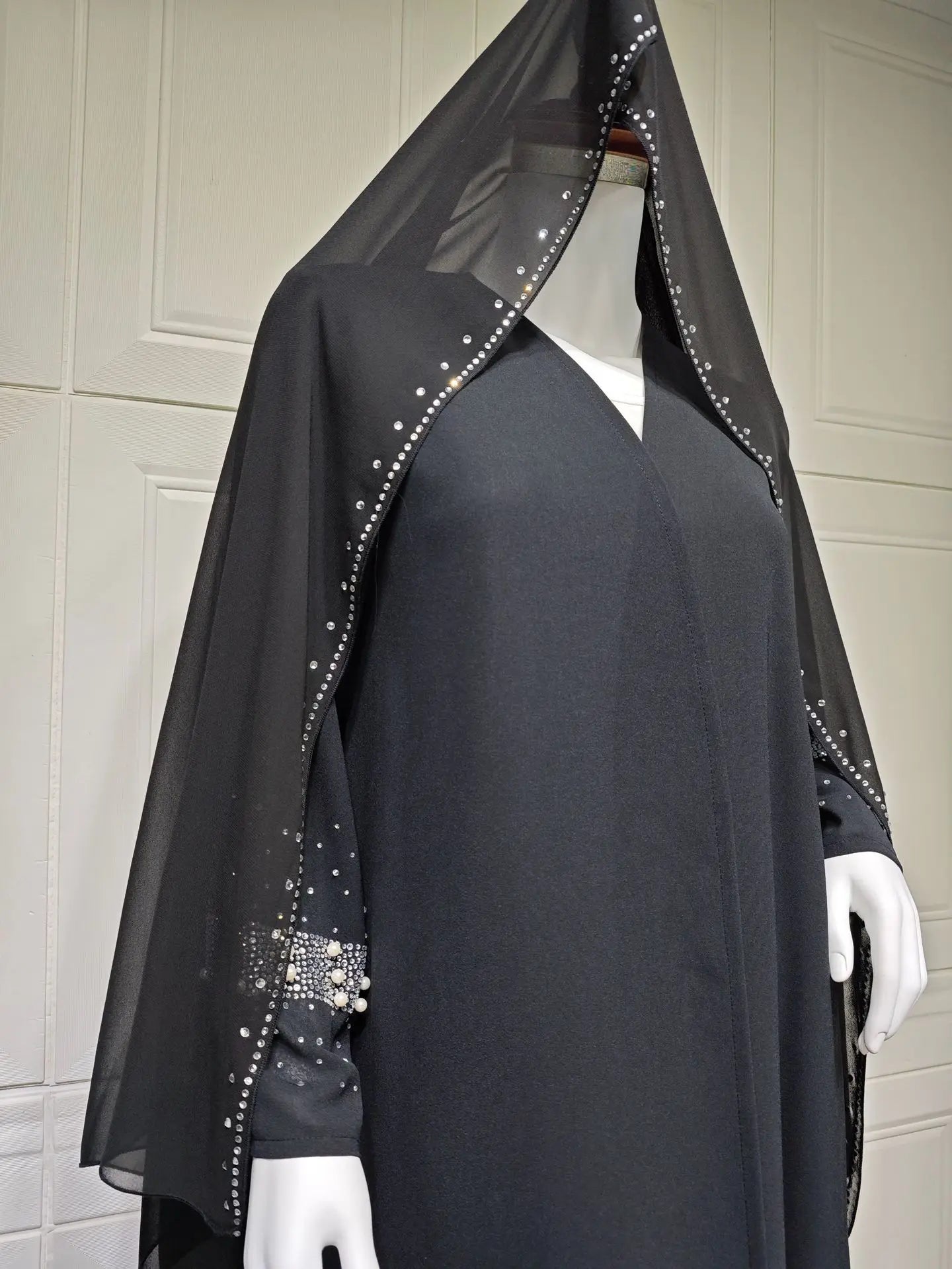 Eid Muslim Diamond Pearls Abaya for Women with Scarf  Abayas Jalabiya Party Dresses Dubai Kaftan Vestidos Largos Long Robe 2024 - Seprincess