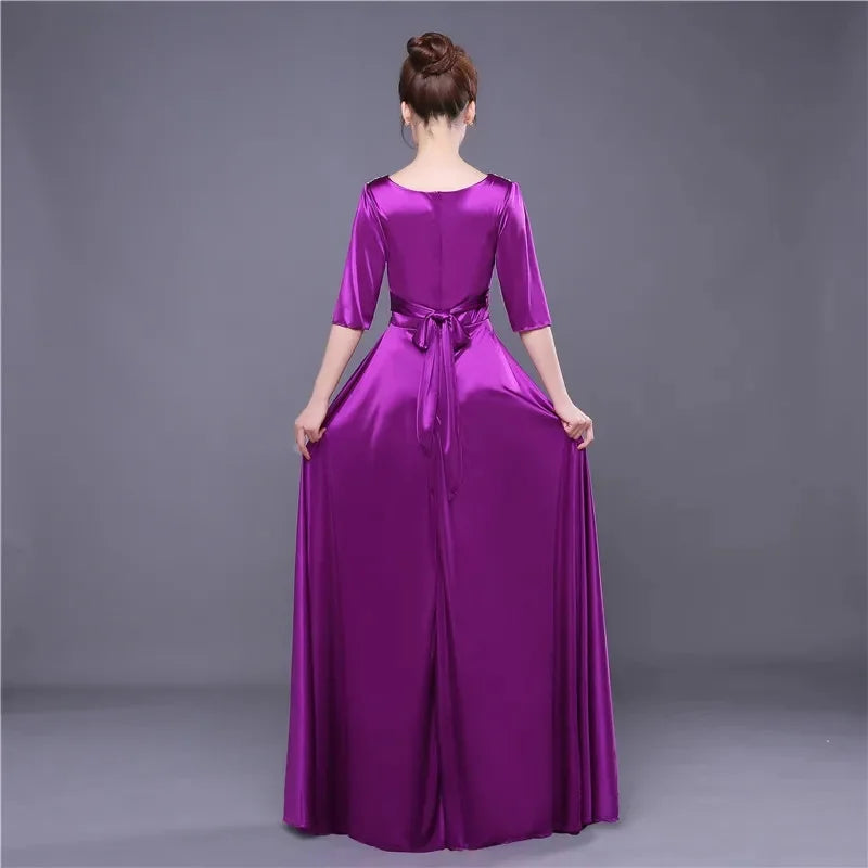 Elegant Elegant Choir Performance Dress Female Long High School Student Modern Fashion New Host Dress Female Evening Dress Femal - Seprincess