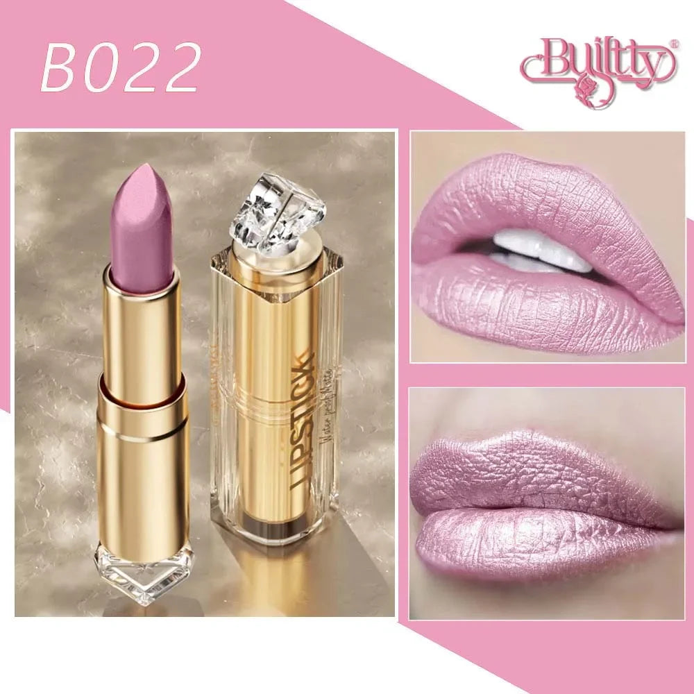 12 Colors Korea Matte Glitter Lipstick Pink Nude Matte Gliter Waterproof Kissproof Glitter Flip Lipstick Orange Dropshipping - Seprincess