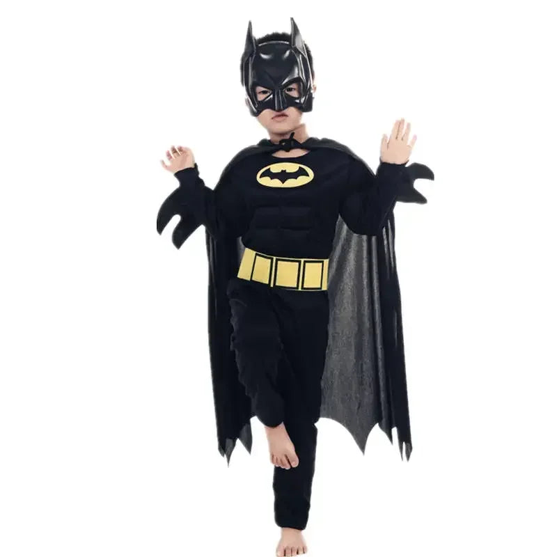 Kids Boys Muscle Costumes with Mask Cloak Movie Character Superhero Cosplay Halloween Party Role Play - Seprincess