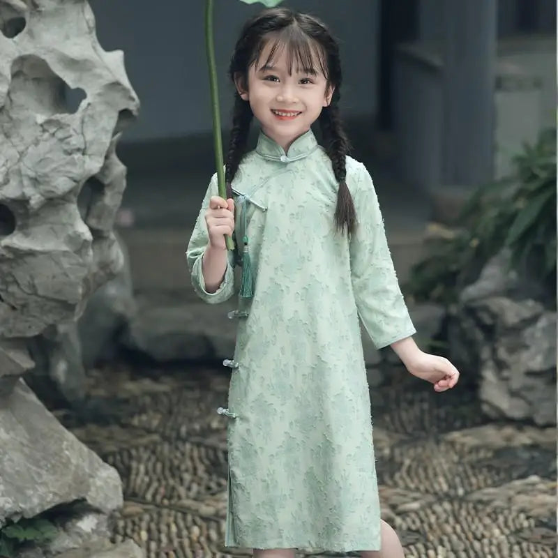 Children's Hanfu Cheongsam 2023 Autumn Winter New Retro Princess Dress Chinese Traditional Qipao Baby Girl Qipao Dress Kids - Seprincess