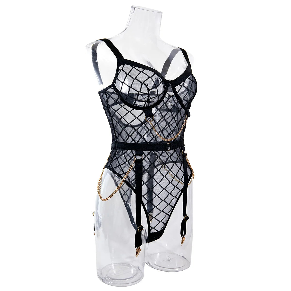 Bodysuit Tight fitting deep V-strap with see through grid pattern anal fetish sexy hot underwear women sexy lingеrie set xxx - Seprincess