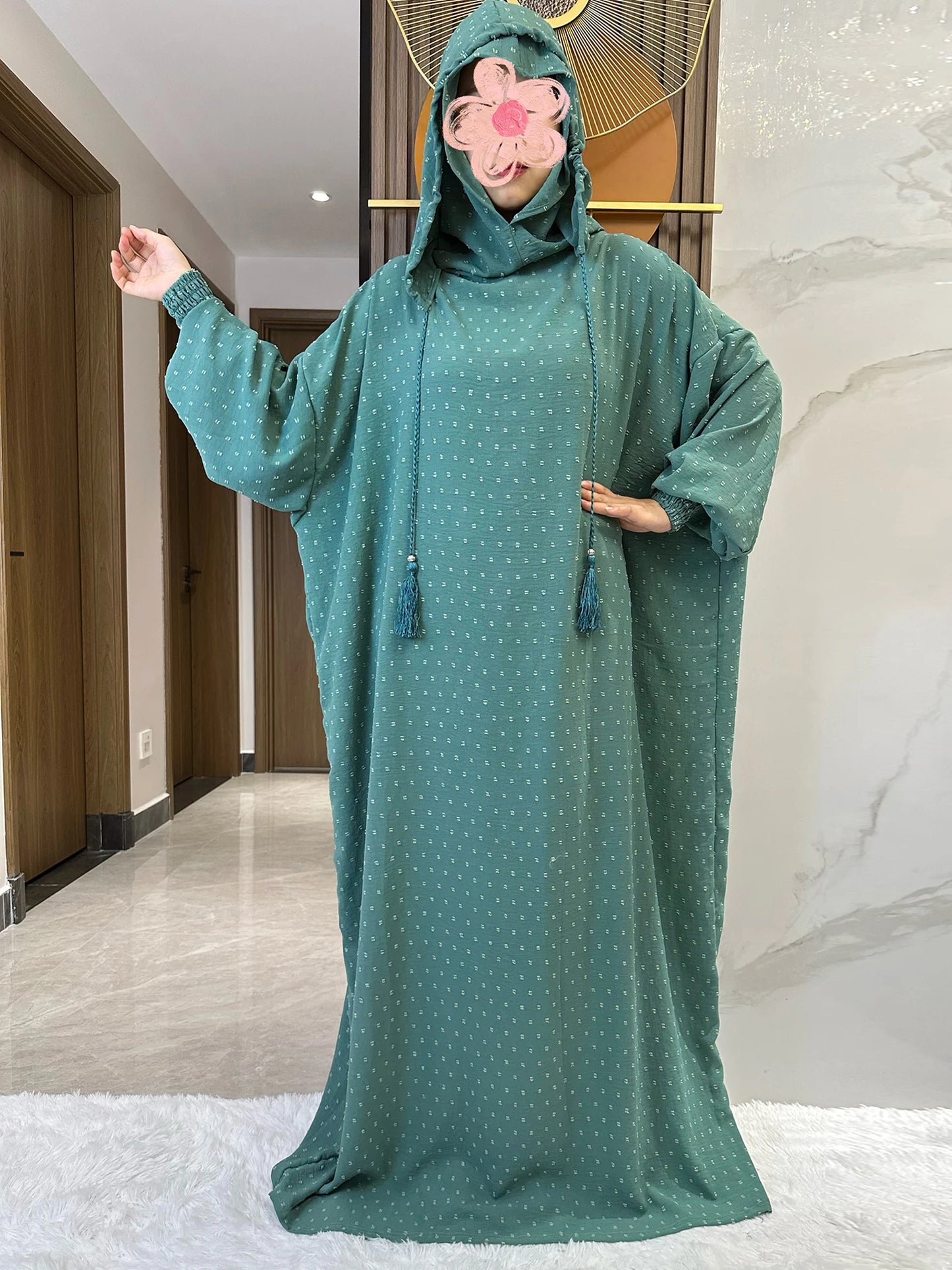 New Ramadan Muslim Two Hats Abaya Dubai Turkey Islam Prayer Clothes Solid Cotton Fabric Dresses Islam Women Dress Kaftan - Seprincess