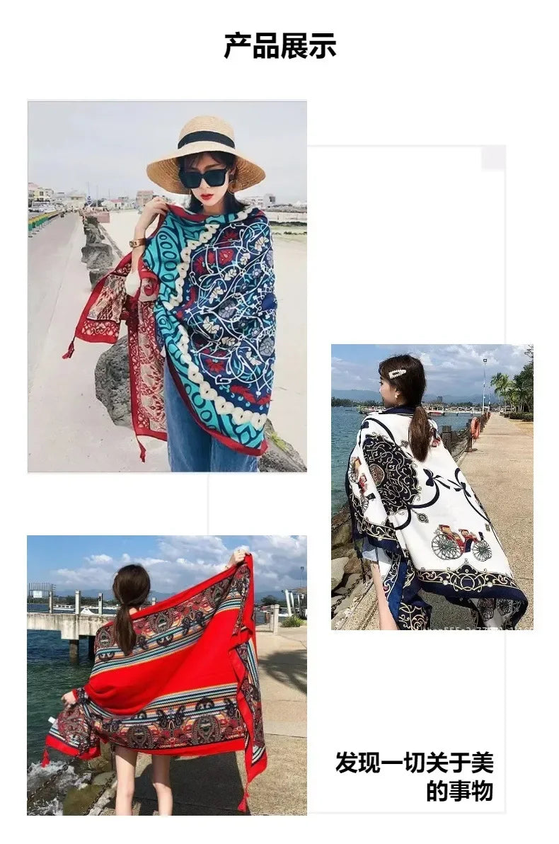 90x180cm Bikini Bathing Swimwear Cover Up Sarong Wrap Scarf Twill Cotton Pareo Beach Cover-Ups Women Large Beach Dress