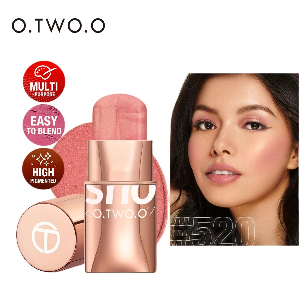 O.TWO.O Lipstick Matte Blush Stick with Shinmer Waterproof Long Lasting for Cheeks Eyes Lip Make-up for Women Highlight Blush - Seprincess