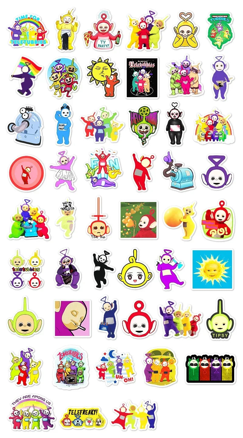 50pcs Cartoon Anime Cute Teletubbies Cartoon Stickers Luggage Laptop Scooter Mobile Phone Car Sticker - Seprincess