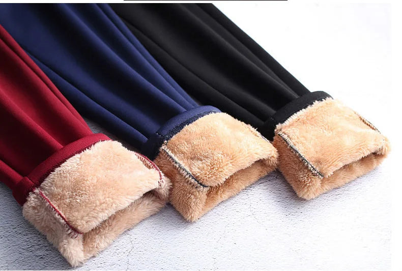 Super Warm Winter Pencil Pants Women Big Size 6xl Thicken Fleece Lined Slim Pantalones High Waist Office Lambwool Fluff Leggings