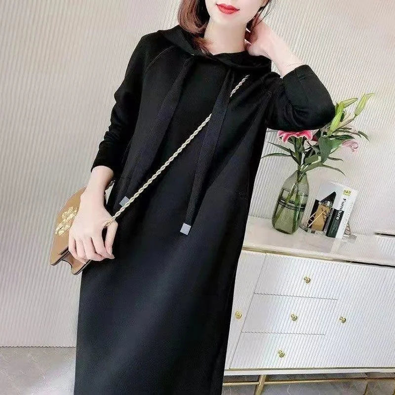 Women's Loose Casual Long Sleeve Hooded Dress Elegant Winter Party Warm Dresses For Women - Seprincess