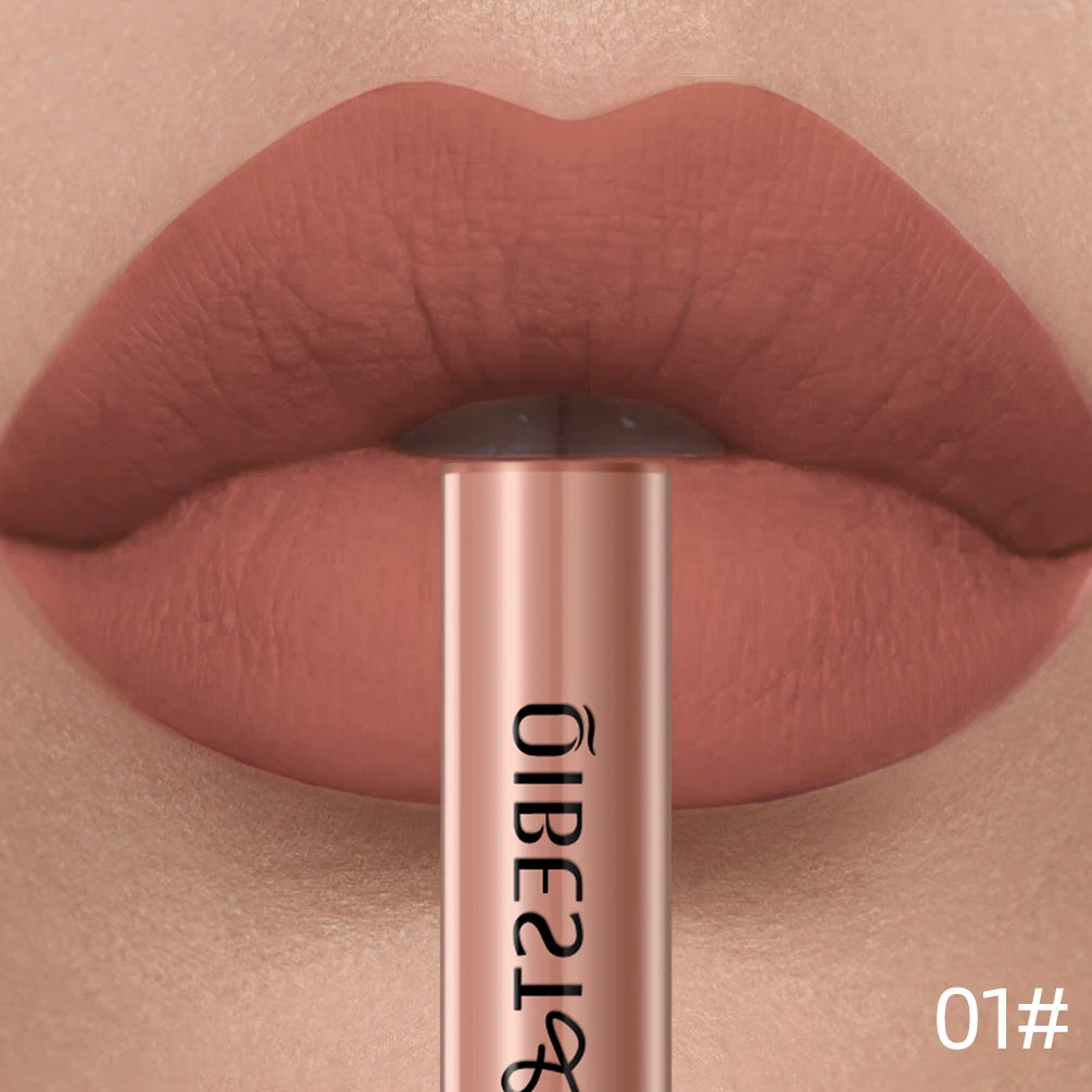 QIBEST Liquid Lipstick Waterproof Velvet Nude Matte Sexy Red Lip Gloss Long Lasting Nonstick Lip Stain Makeup 24 Colors Hots