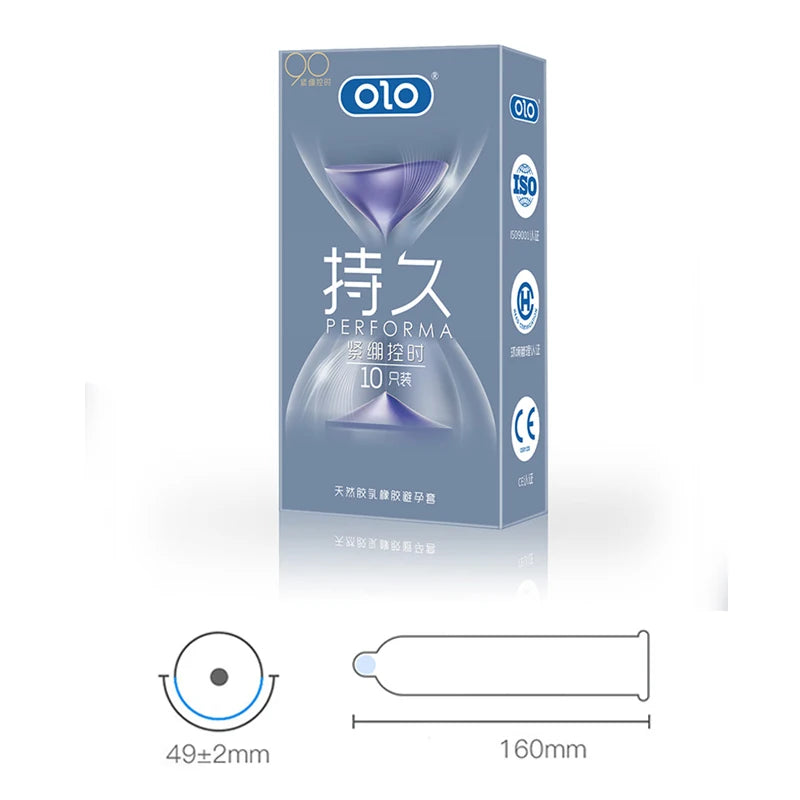 10pcs Dotted Condom Sex Toy For Men OLO Ultra-thin Tight Waist Dotted Condoms Ribbed Ejaculation Delay Contraception Sex Product - Seprincess