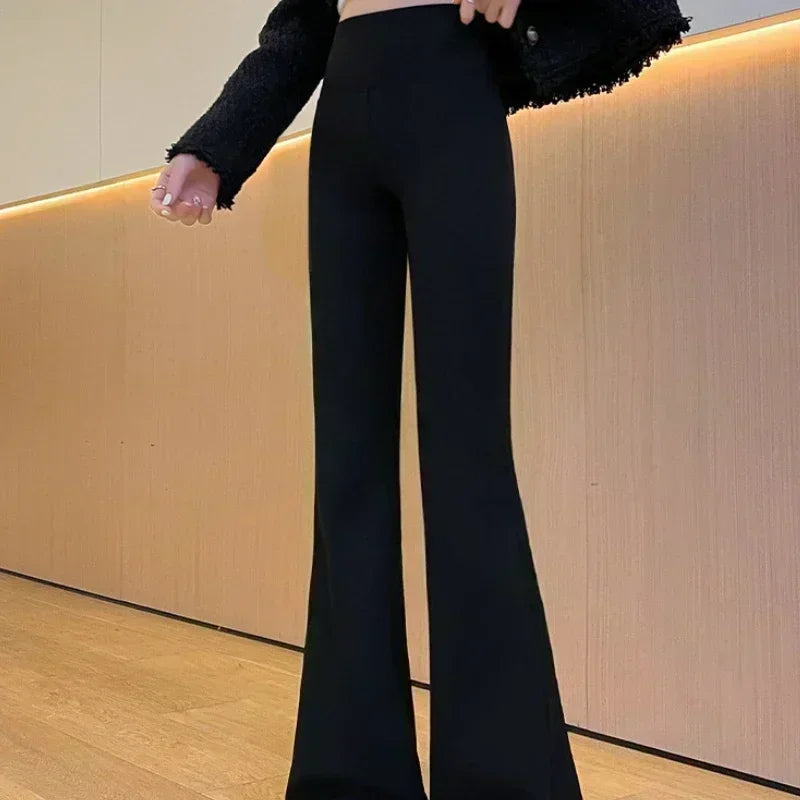 Fleece Thick Wide Leg Pants High Waist Yoga Sport Leggings Gym Fitness Tights Casual Streetwear Casual Vintage Pantalon Femme