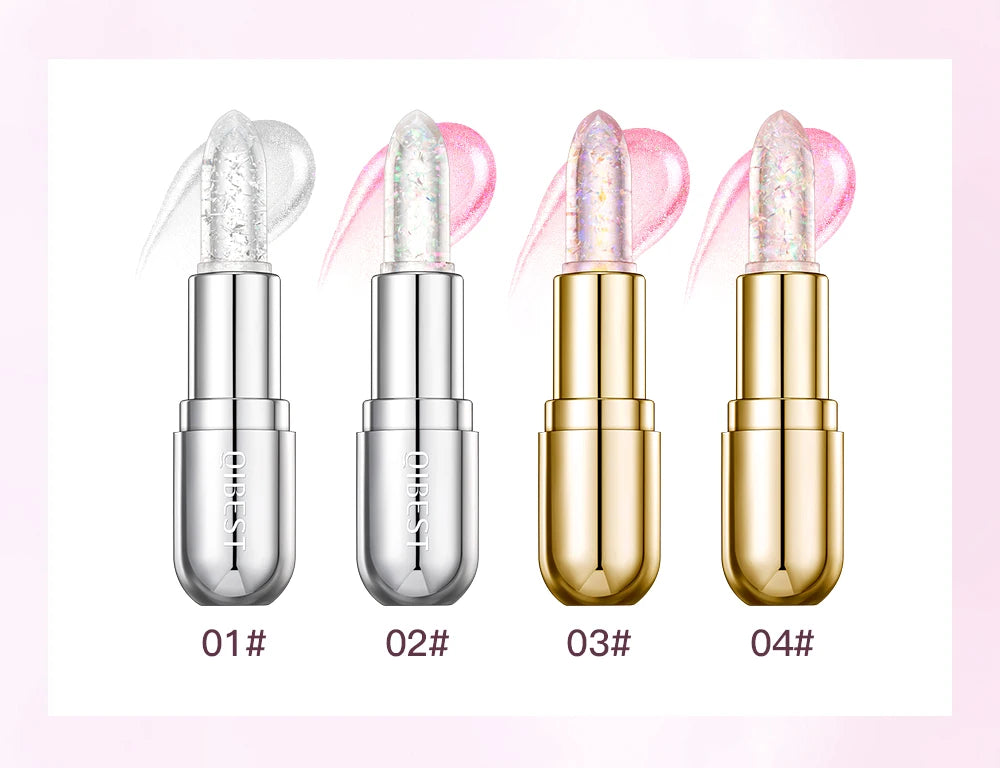 QIBEST Moisturizing Jelly Glitter Colored Lip Balm Temperature Color Changing Magic Lipstick Shiny Mirror Diamond Lip Gloss Tint - Seprincess