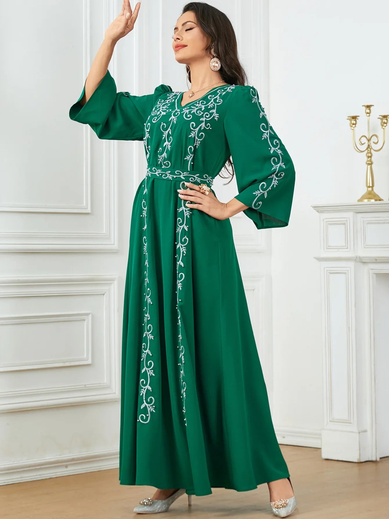 Eid Mubarak Party Muslim Women Embroidery Abayas Dress Turkey Dubai Kaftan Robe Morocco Jalabiya Islam Clothing Arab Vestidos - Seprincess