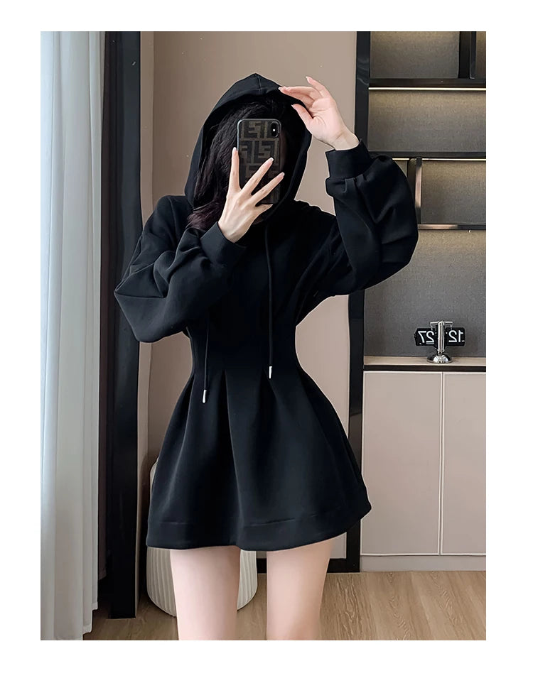 Spring Fall Hoodie Dress Women Long Sleeve Cute Hooded Mini Dress Slim Streetwear Dress Vestidos - Seprincess