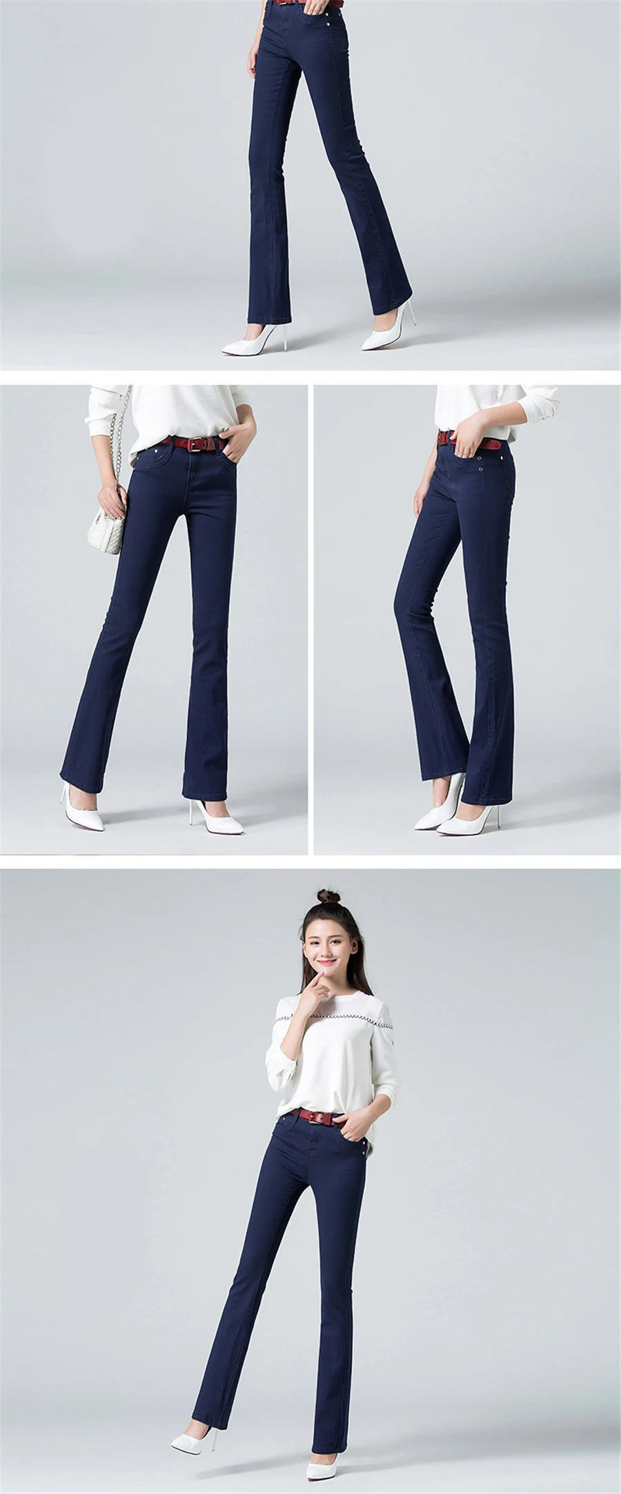 Slim Candy Colors Flare Jeans Fashion Streetwear Mid Waist Bell-bottoms Stretch Vaqueros Women's Classic Denim Bell-bottoms