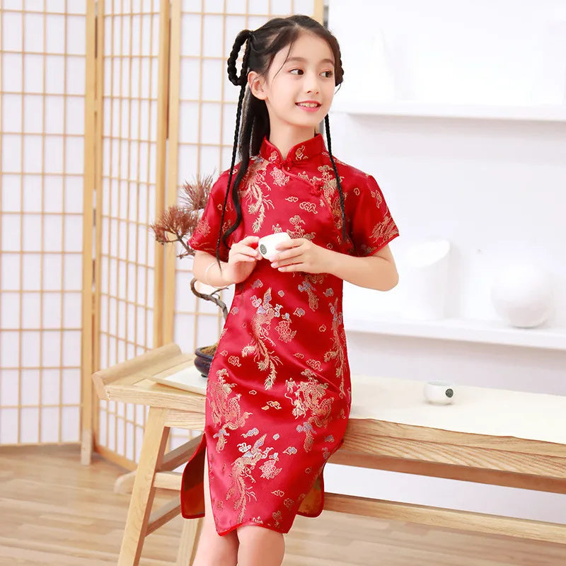 Qipao For Girl 2023 Children Cheongsam Chinese Traditional Dress Kid Dresses Elegant Party Baby Girl Chinese Dress Hanfu - Seprincess