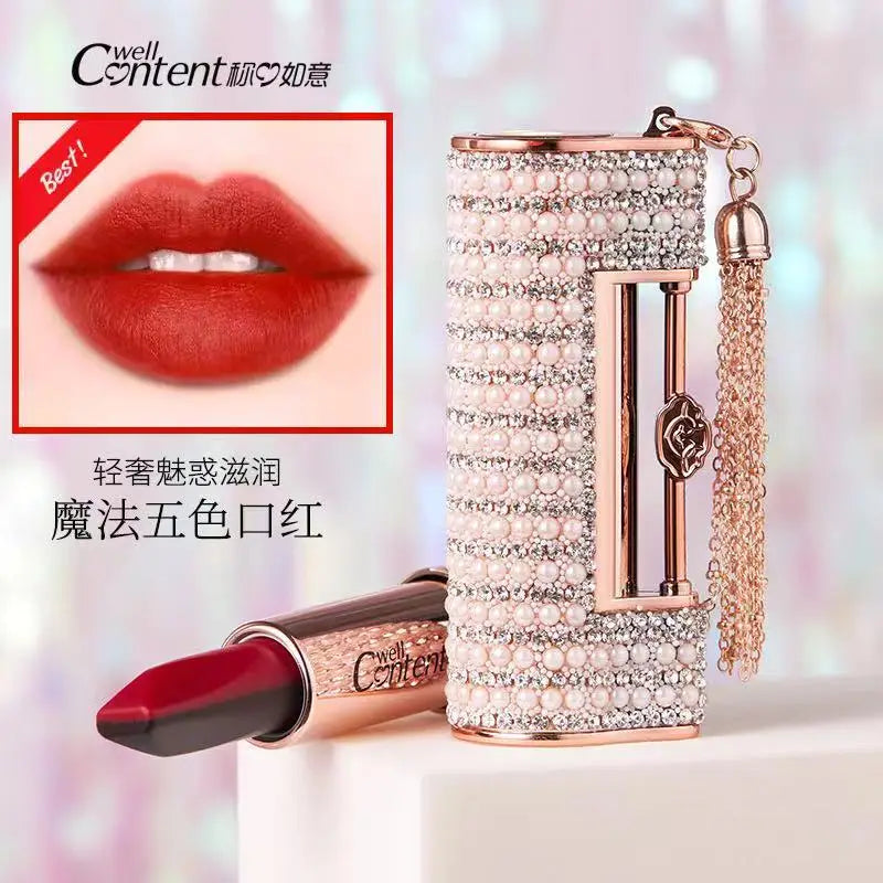 5 in 1 Oriental Classical Beauty Concentric Lock Lipstick Matte Pigmented Waterproof Makeup Silky Touch Charming Cosmetic - Seprincess