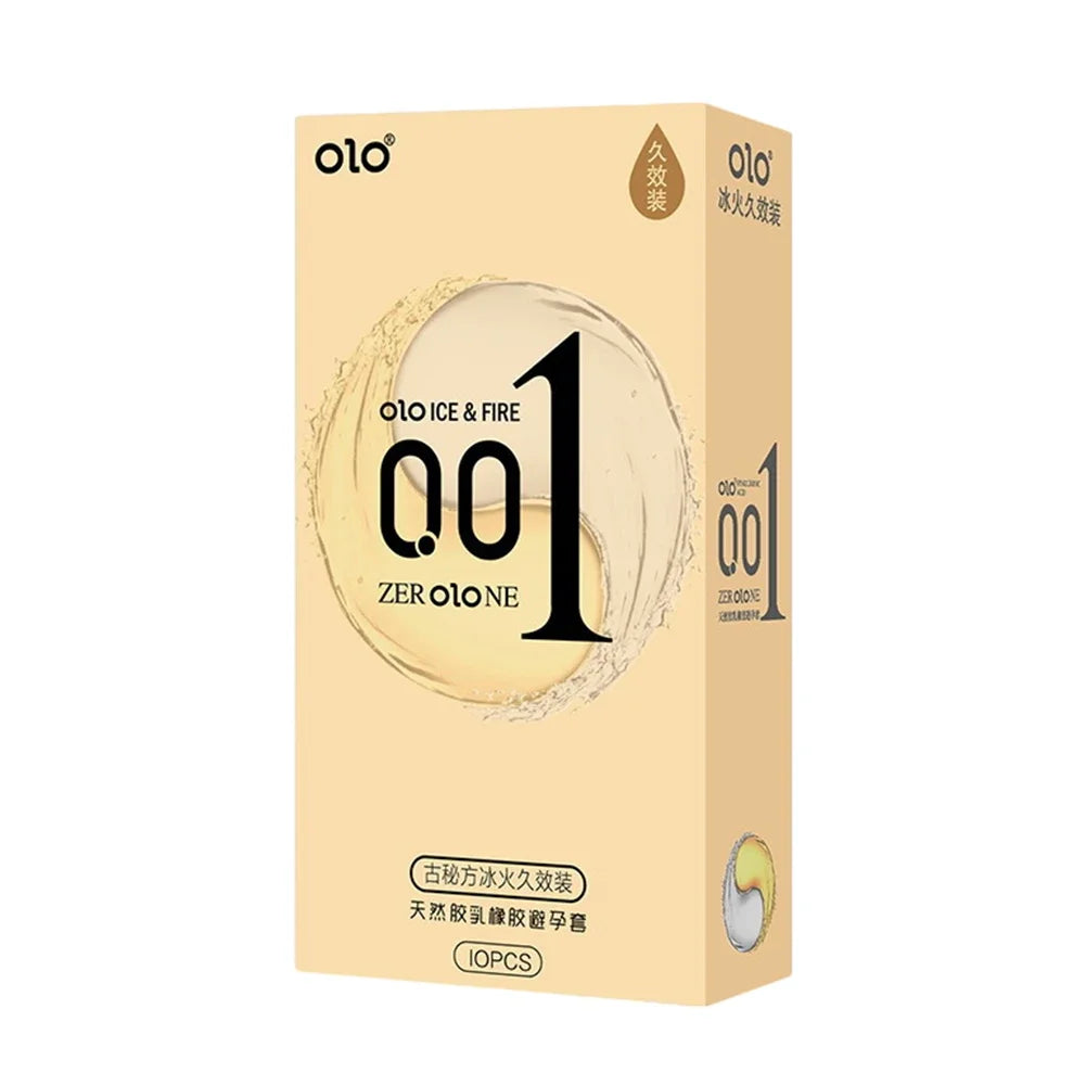 OLO 0.01 Ultra Thin Condoms For Men Long Sex Ejaculation Delay Ice Hot Feeling Latex Condom Penis Sleeve Sex Toys For Adults 18