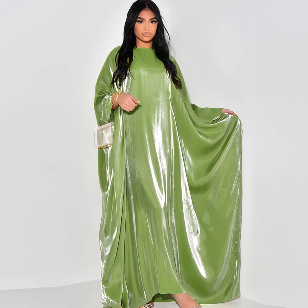 ramadan Eid Abayas For Women Modest Fashion Shimmer Batwing Satin Abaya Dubai Luxury 2024 Muslim Kaftan Dress Kebaya Vestidos - Seprincess