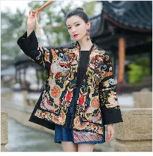 2024 chinese vintage dress qipao women national flower print dress cotton linen qipao traditional improved cheongsam dress - Seprincess