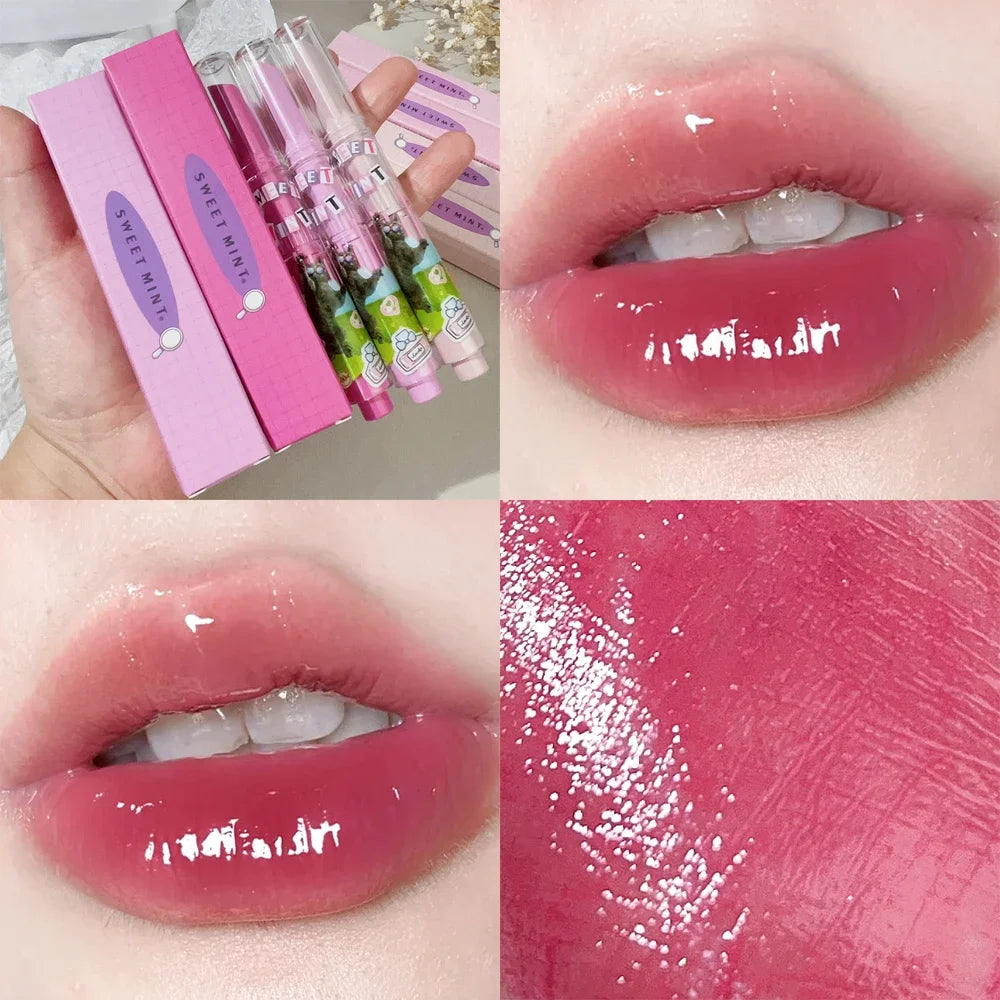 Moisturizing Jelly Mirror Lipstick Waterproof Lasting Clear Heart-shaped Solid Lip Gloss Pen Non-stick Cup Lips Tint Makeup - Seprincess