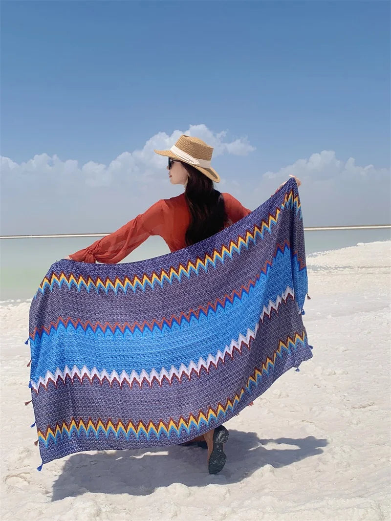 17 Styles 90x180cm Travel Beach Sunscreen Scarve Bikini Large Shawl Sarong Wrap Scarf Women Brazilian Swimsuit Bathing Cover-ups