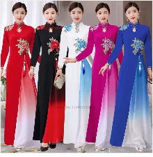 2024 chinese vintage dress qipao women national flower print dress cotton linen qipao traditional improved cheongsam dress - Seprincess